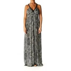 EXPRESS Snakeskin Maxi Dress Strappy Sleeveless Animal Print Black White Size XS